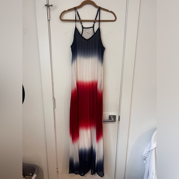 Red White and Blue Maxi Pleated Dress - Picture 1 of 8